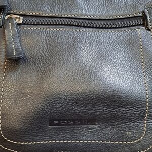 Fossil Black Pebbled Leather Crossbody Bag